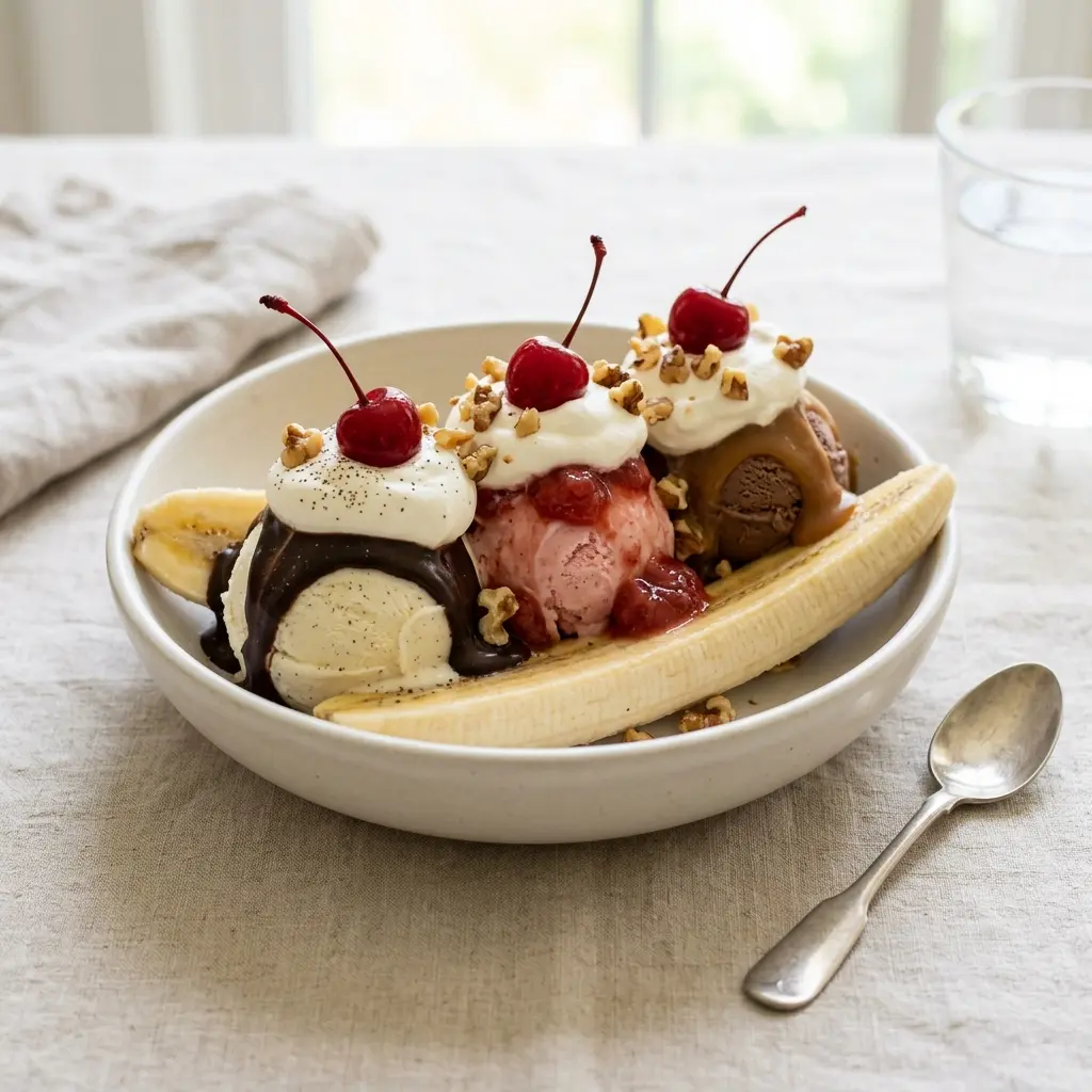 Fotografie hotového jídla: Banana split