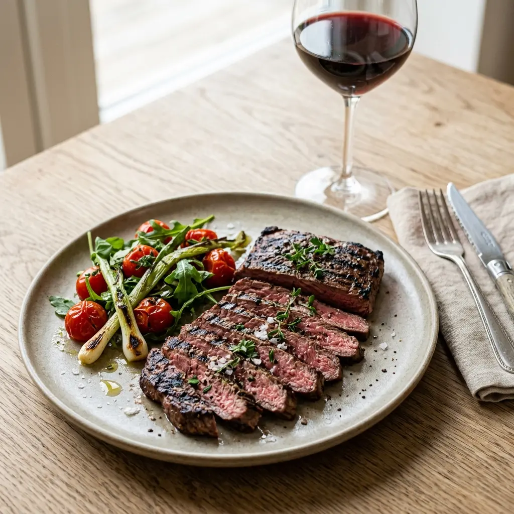 Fotografie hotového jídla: Bavette na grilu