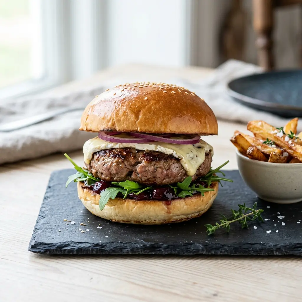 Fotografie hotového jídla: Burger s kachnou