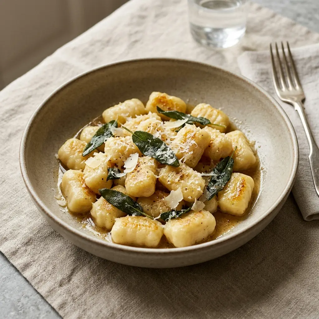 Fotografie hotového jídla: Gnocchi se šalvějovým máslem
