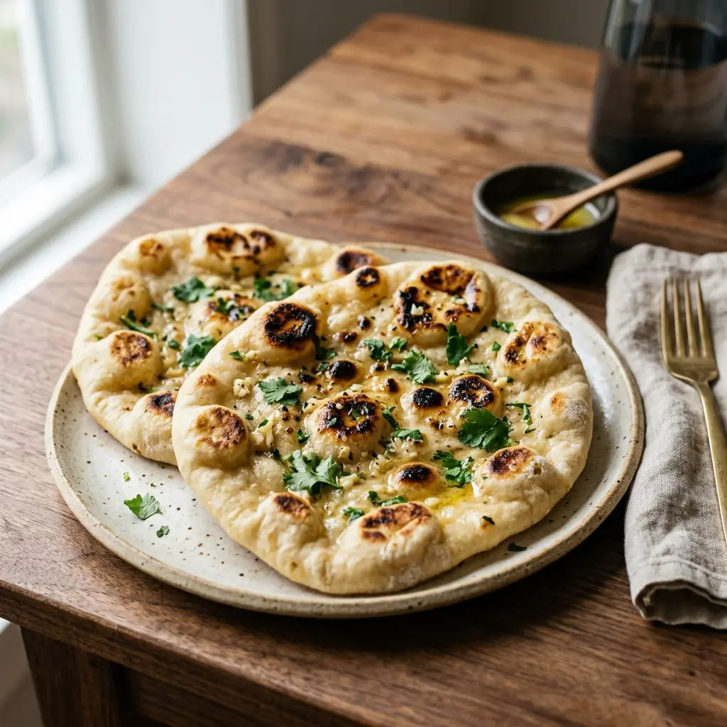 Fotografie hotového chleba nebo pečiva: Indický naan