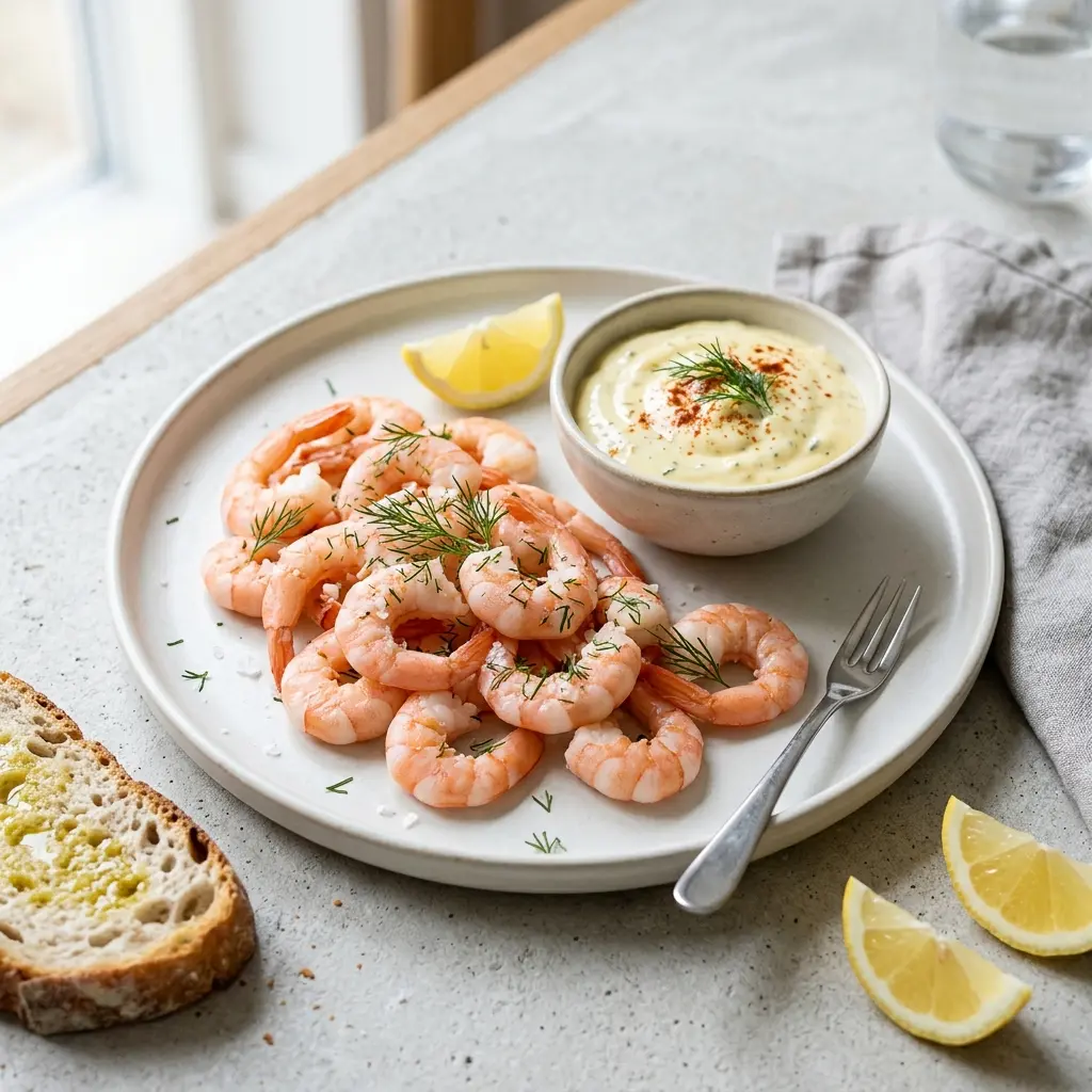 Fotografie hotové omáčky, dipu nebo přílohy: Krevety s aioli