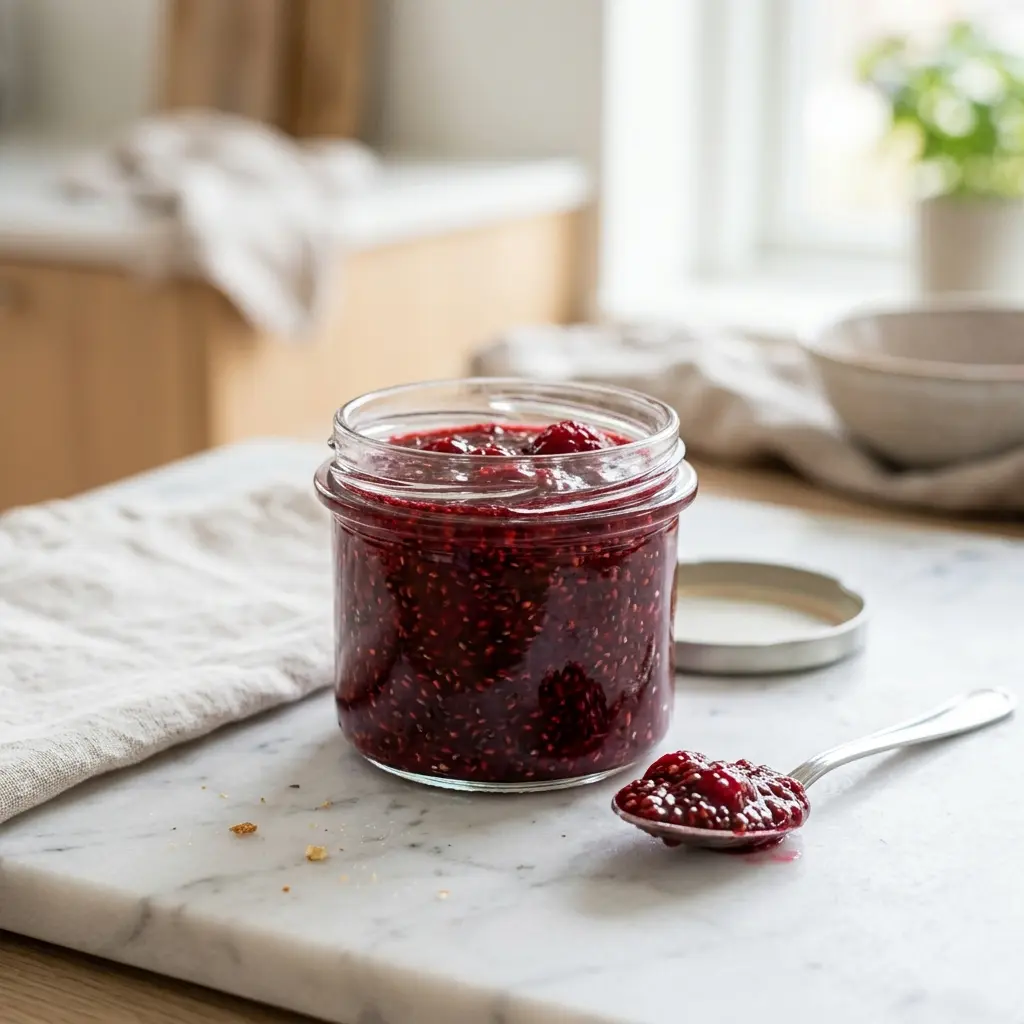 Fotografie hotové omáčky, dipu nebo přílohy: Marmeláda s chia semínky