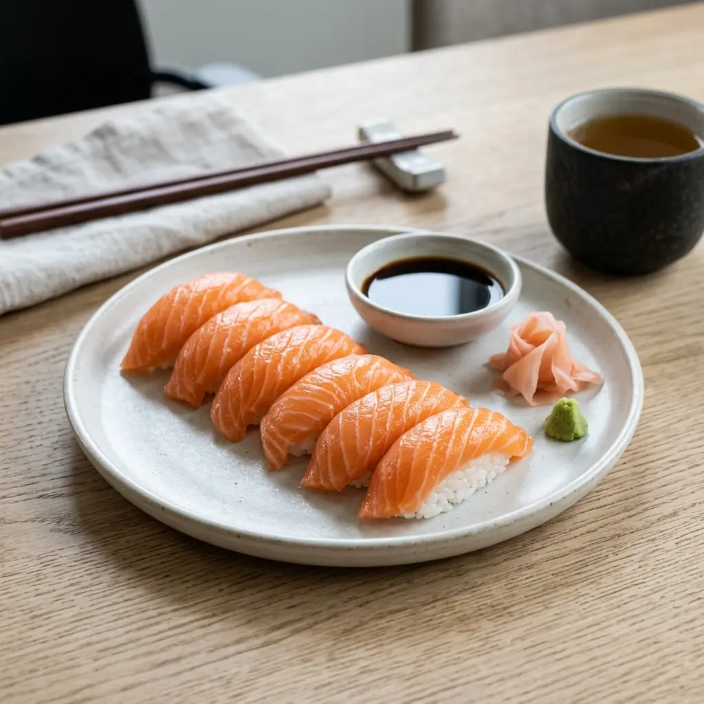 Fotografie hotového jídla: Nigiri s lososem