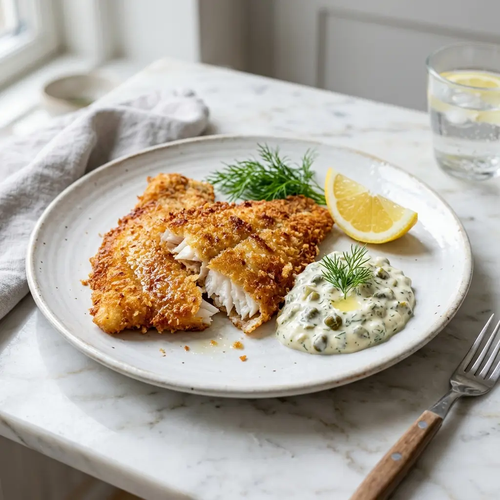 Fotografie hotového jídla: Obalovaný rybí filet