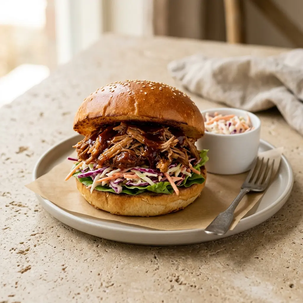 Fotografie hotového jídla: Pulled pork burger