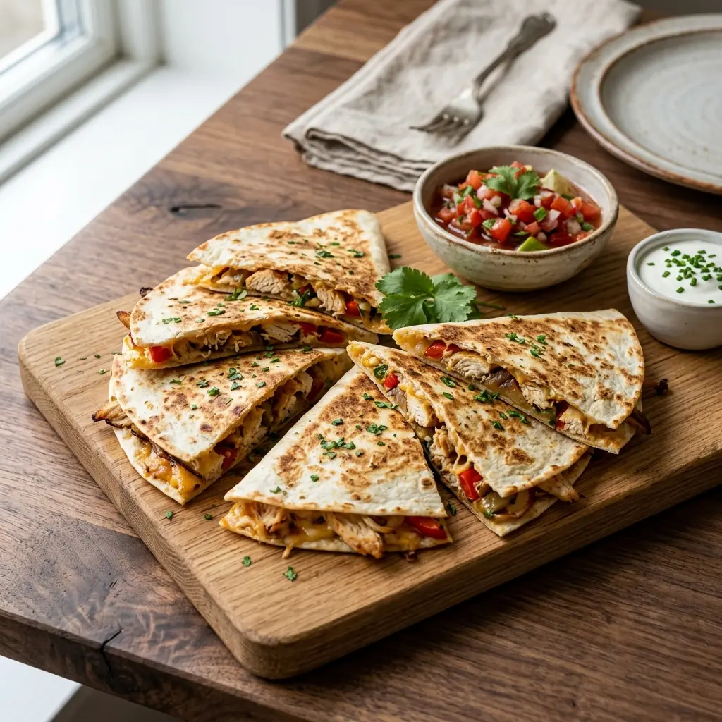 Fotografie hotového jídla: Quesadillas s kuřecím masem