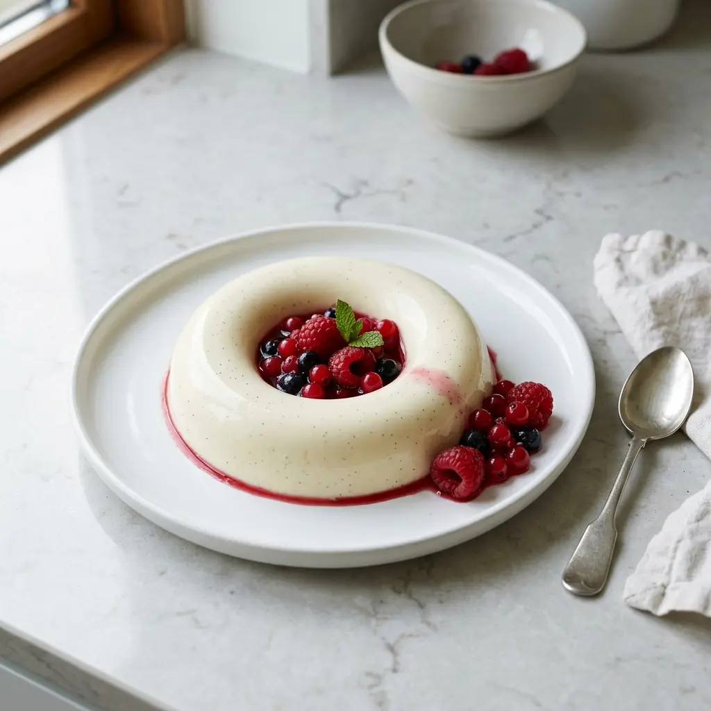 Fotografie hotového dezertu: Smetanový pudink