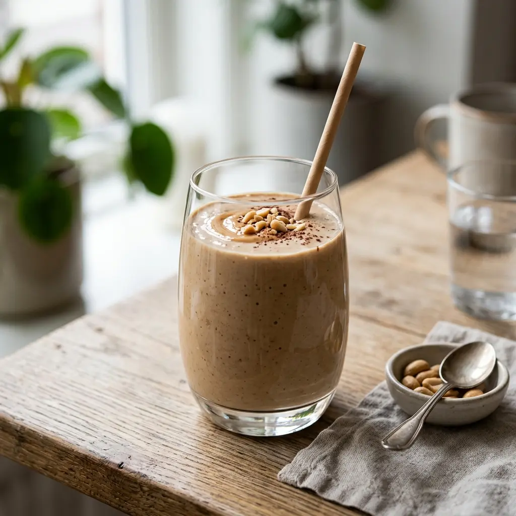 Fotografie hotového nápoje: Smoothie s arašídovým máslem