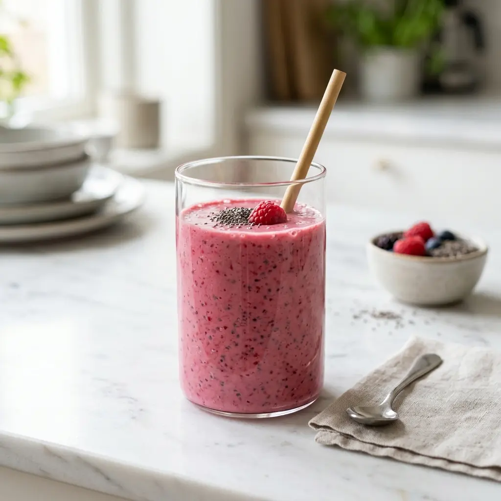 Fotografie hotového nápoje: Smoothie s chia semínky