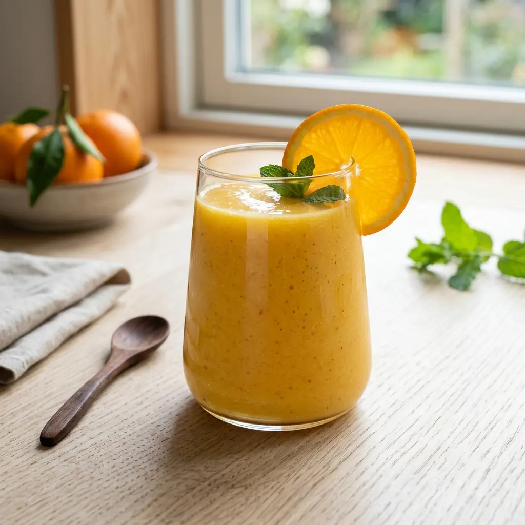 Fotografie hotového nápoje: Smoothie s pomerančem
