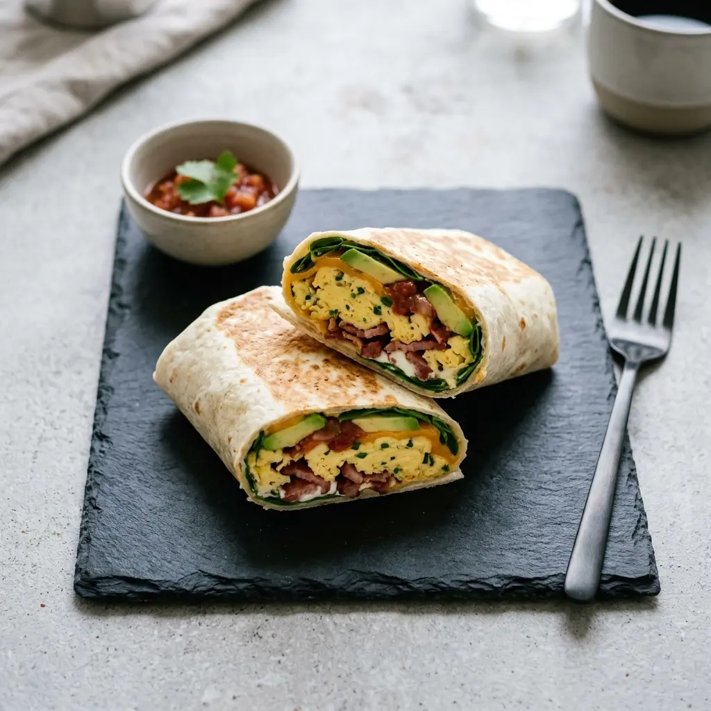 Fotografie hotového jídla: Snídaňový wrap