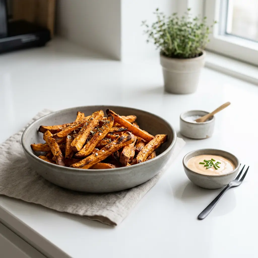 Fotografie hotového receptu Batátové hranolky z horkovzdušné fritézy z horkovzdušné fritézy