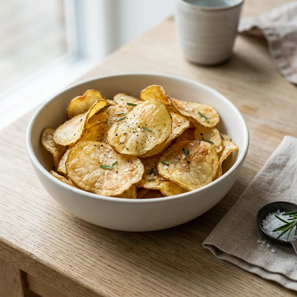 Fotografie hotového receptu Bramborové lupínky z horkovzdušné fritézy z horkovzdušné fritézy