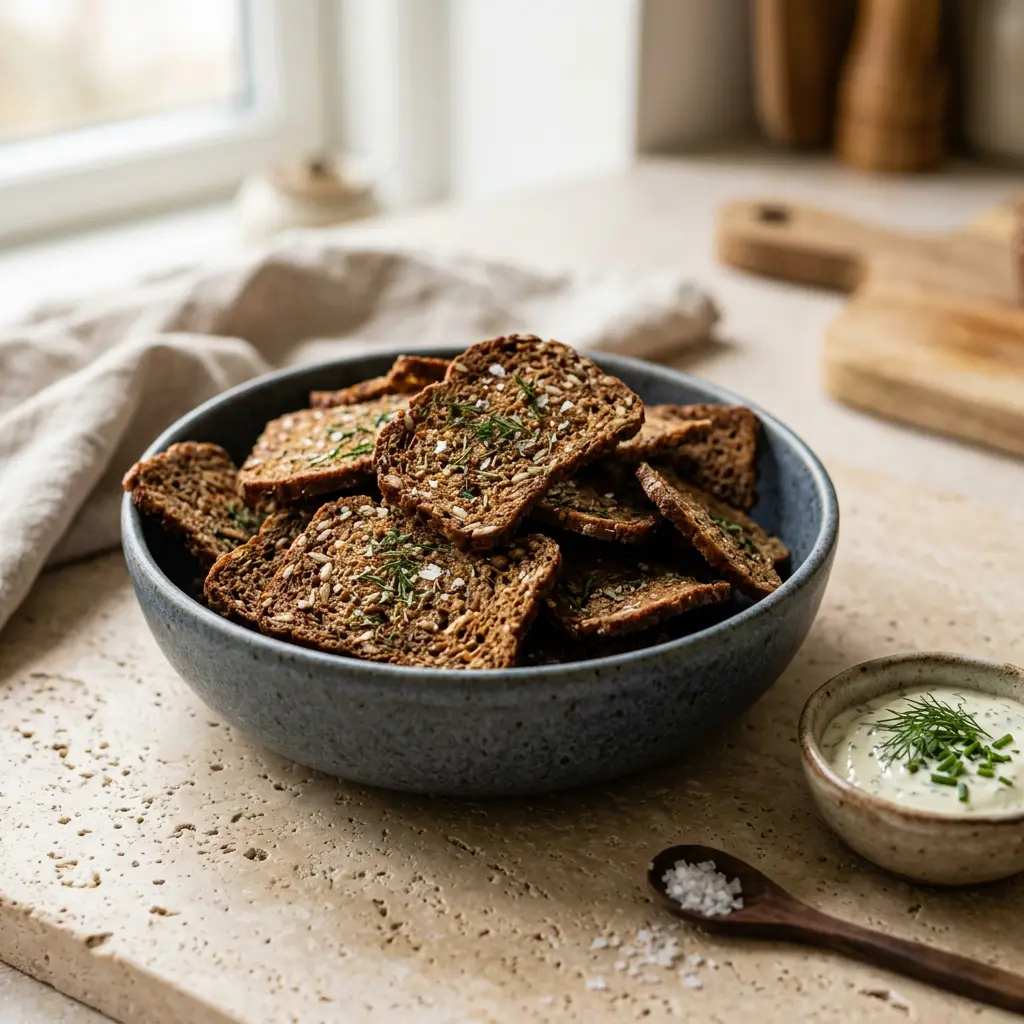 Fotografie hotového receptu Chipsy z žitného chleba z horkovzdušné fritézy z horkovzdušné fritézy