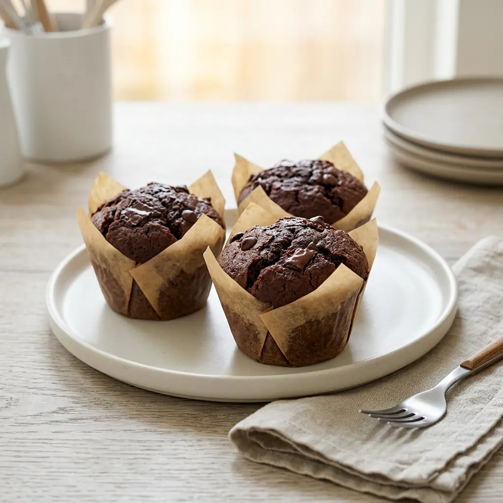 Fotografie hotového receptu Čokoládové muffiny z horkovzdušné fritézy z horkovzdušné fritézy