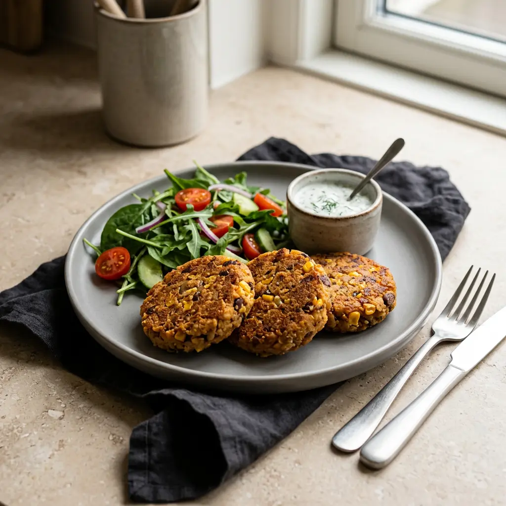Fotografie hotového receptu Fazolové burgery z horkovzdušné fritézy z horkovzdušné fritézy