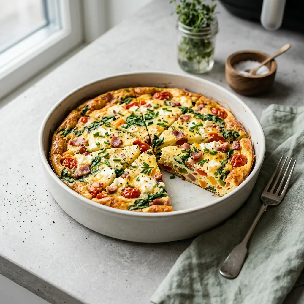 Fotografie hotového receptu Frittata z horkovzdušné fritézy z horkovzdušné fritézy