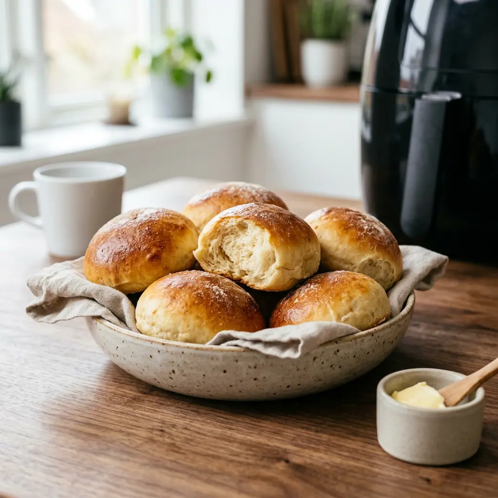 Fotografie hotového receptu Housky z horkovzdušné fritézy z horkovzdušné fritézy
