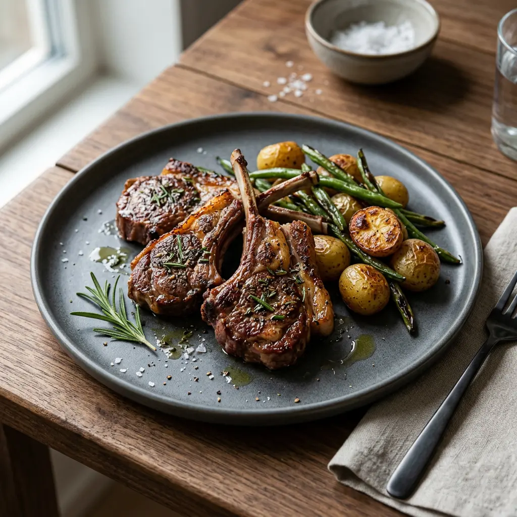 Fotografie hotového receptu Jehněčí kotlety z horkovzdušné fritézy z horkovzdušné fritézy