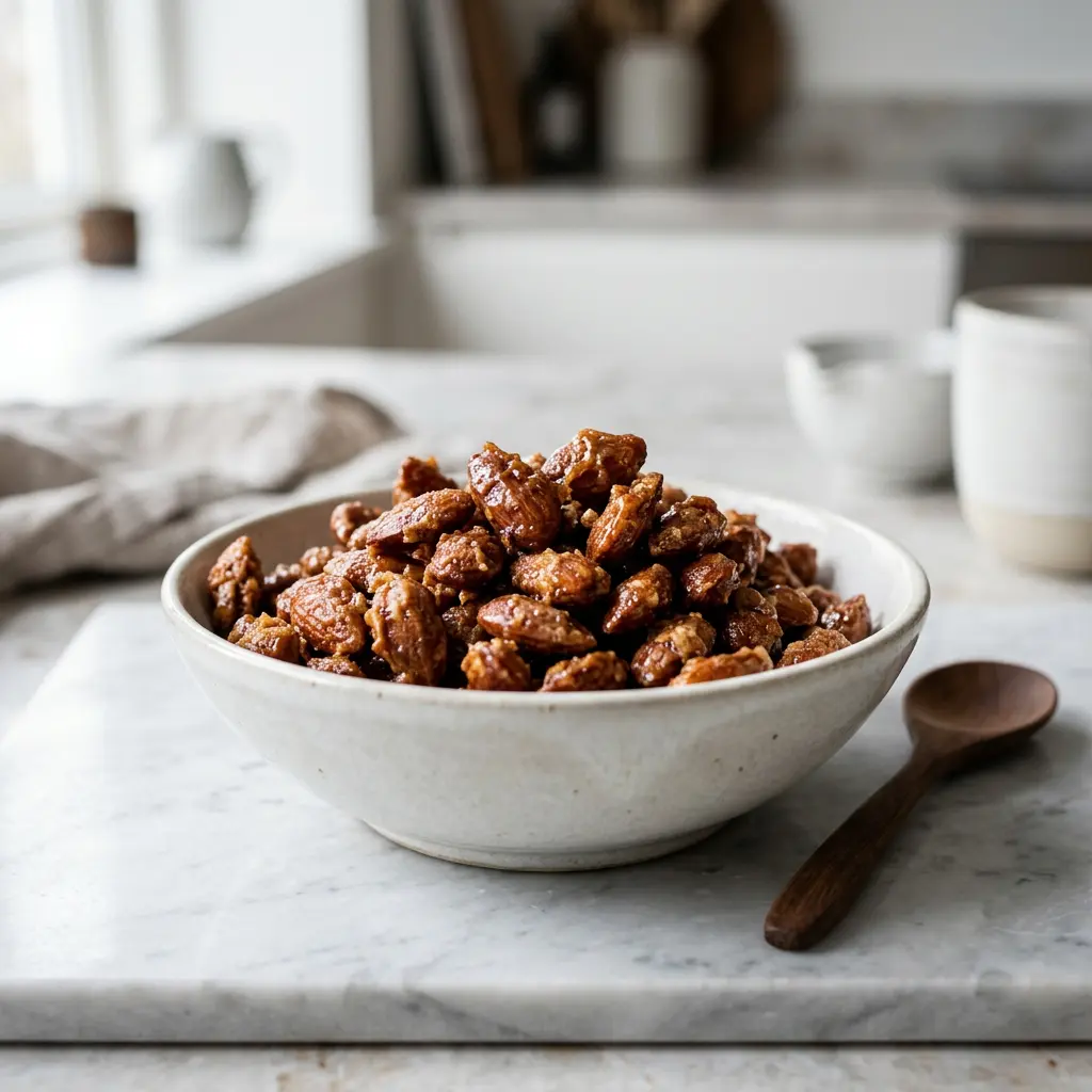 Fotografie hotového receptu Karamelizované mandle z horkovzdušné fritézy z horkovzdušné fritézy