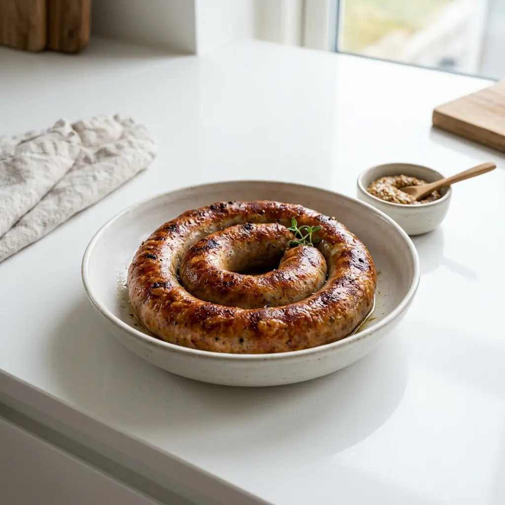 Fotografie hotového receptu Klobása medister z horkovzdušné fritézy z horkovzdušné fritézy