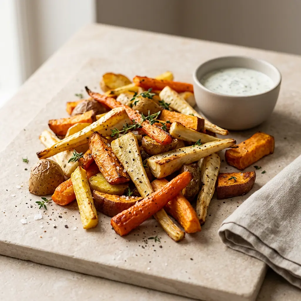 Fotografie hotového receptu Kořenová zelenina z horkovzdušné fritézy z horkovzdušné fritézy