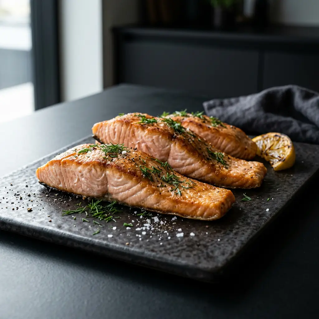Fotografie hotového receptu Kousky lososa z horkovzdušné fritézy z horkovzdušné fritézy