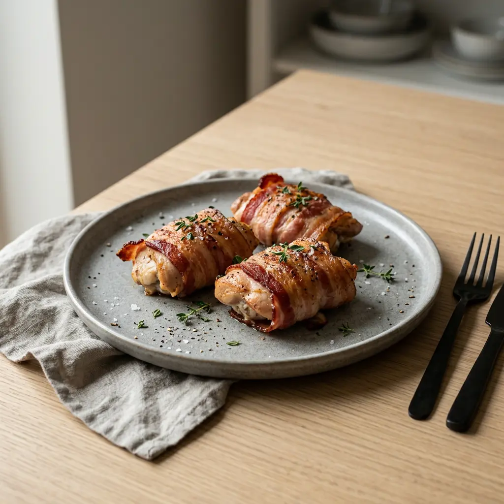 Fotografie hotového receptu Kuře se slaninou z horkovzdušné fritézy z horkovzdušné fritézy