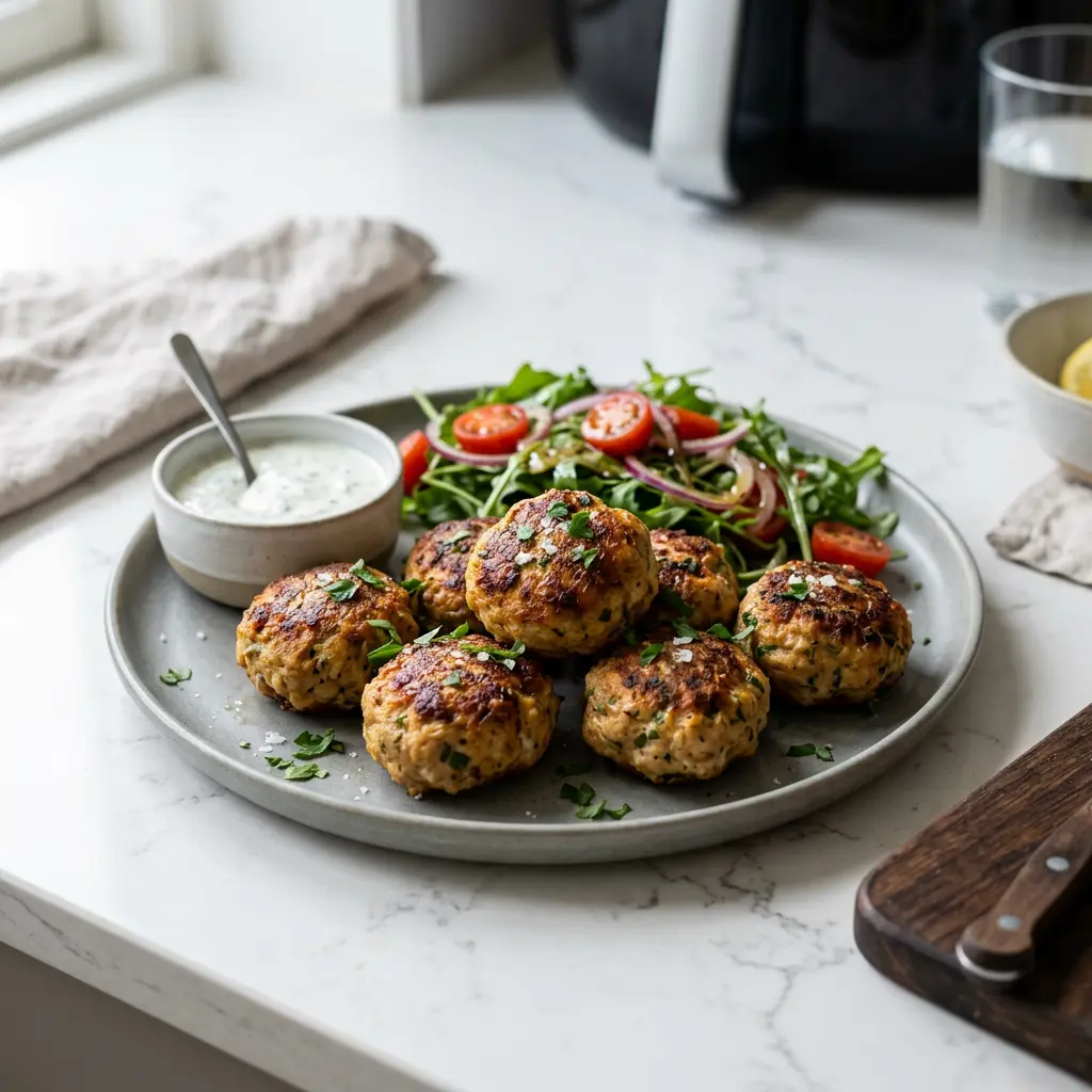 Fotografie hotového receptu Kuřecí karbanátky z horkovzdušné fritézy z horkovzdušné fritézy