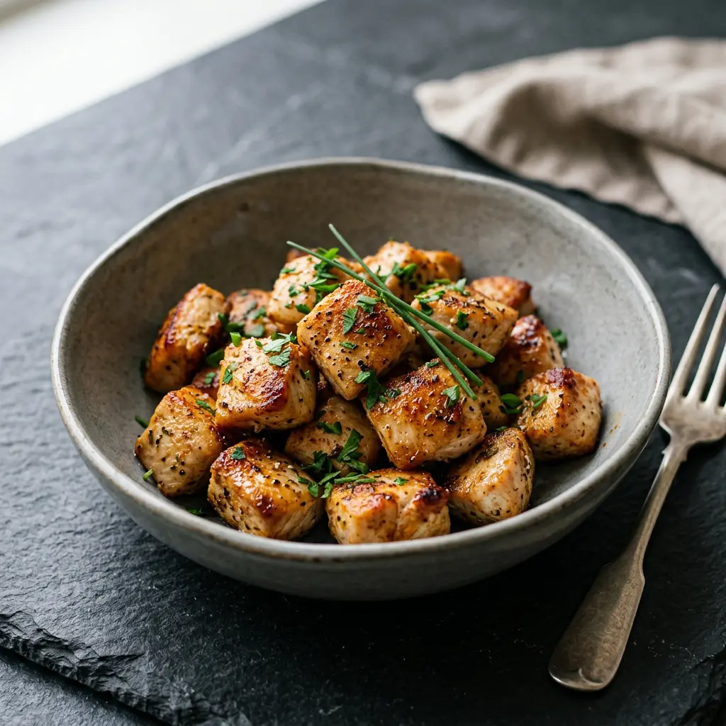 Fotografie hotového receptu Kuřecí kostky z horkovzdušné fritézy z horkovzdušné fritézy
