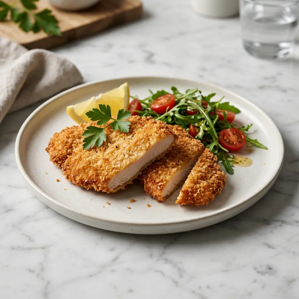 Fotografie hotového receptu Kuřecí řízek z horkovzdušné fritézy z horkovzdušné fritézy