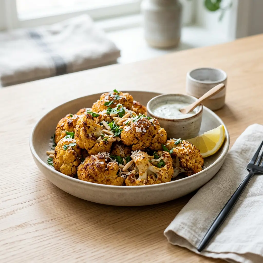 Fotografie hotového receptu Květák z horkovzdušné fritézy z horkovzdušné fritézy