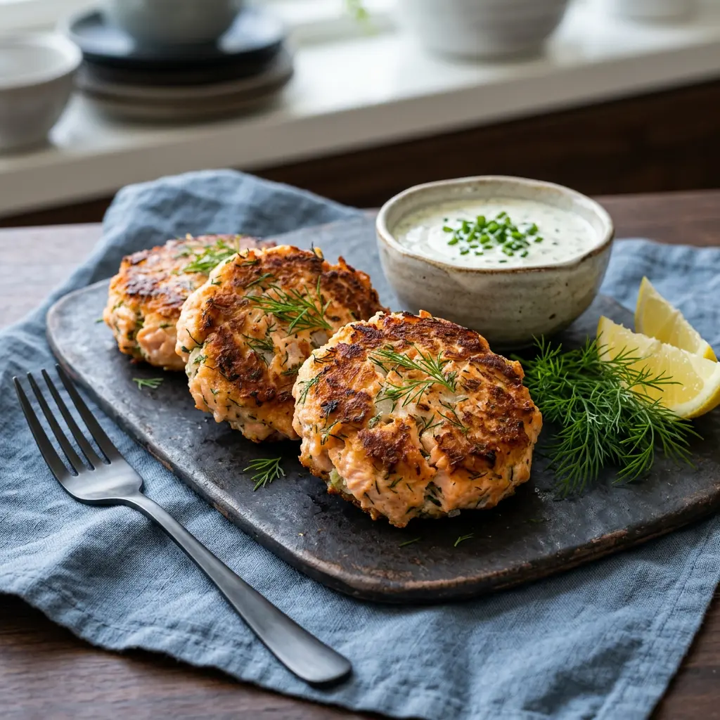 Fotografie hotového receptu Lososové karbanátky z horkovzdušné fritézy z horkovzdušné fritézy