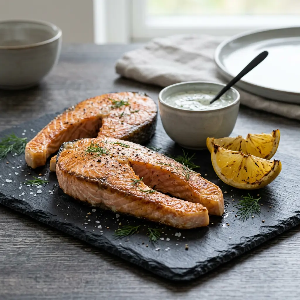 Fotografie hotového receptu Lososové steaky z horkovzdušné fritézy z horkovzdušné fritézy