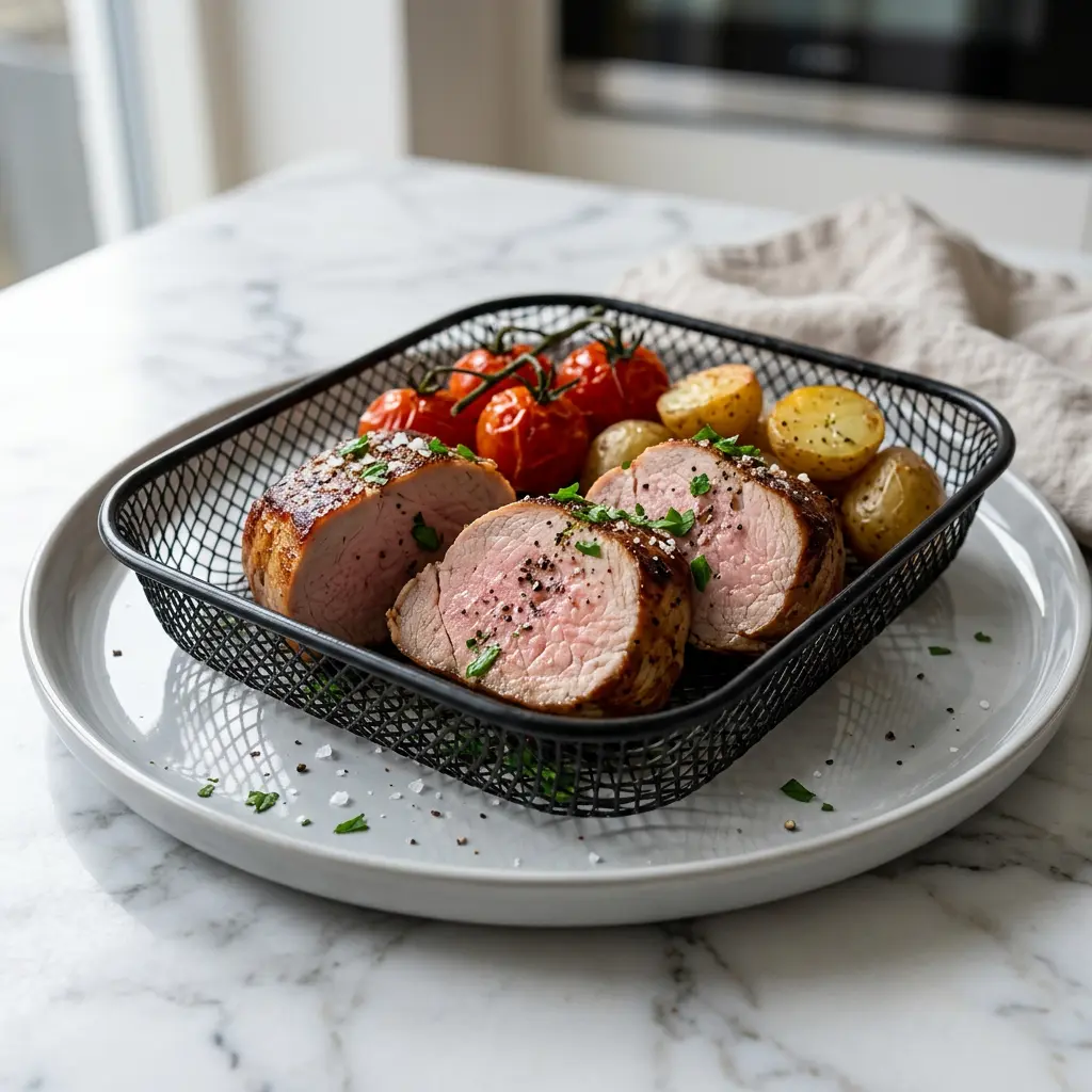 Fotografie hotového receptu Medailonky z vepřové panenky z horkovzdušné fritézy z horkovzdušné fritézy