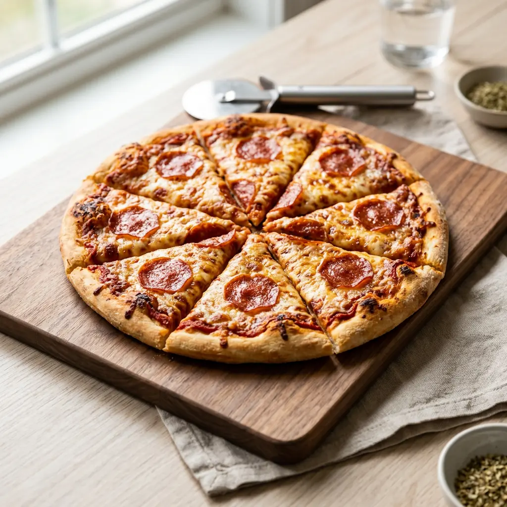 Fotografie hotového receptu Mražená pizza z horkovzdušné fritézy z horkovzdušné fritézy