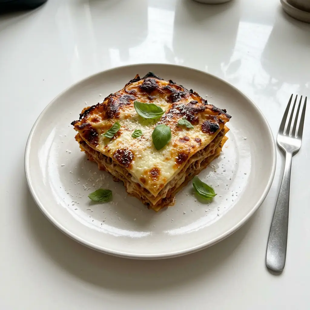 Fotografie hotového receptu Mražené lasagne z horkovzdušné fritézy z horkovzdušné fritézy