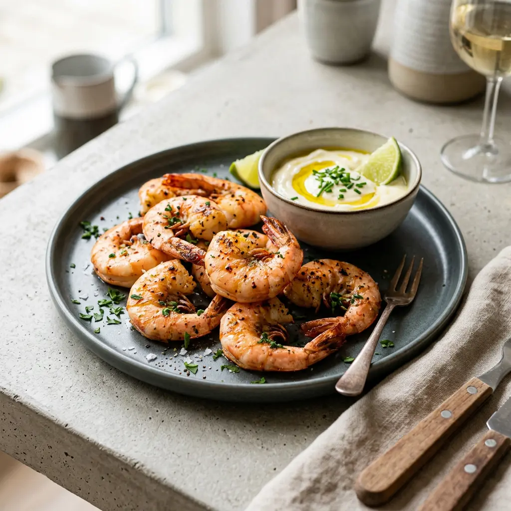 Fotografie hotového receptu Obří krevety z horkovzdušné fritézy z horkovzdušné fritézy