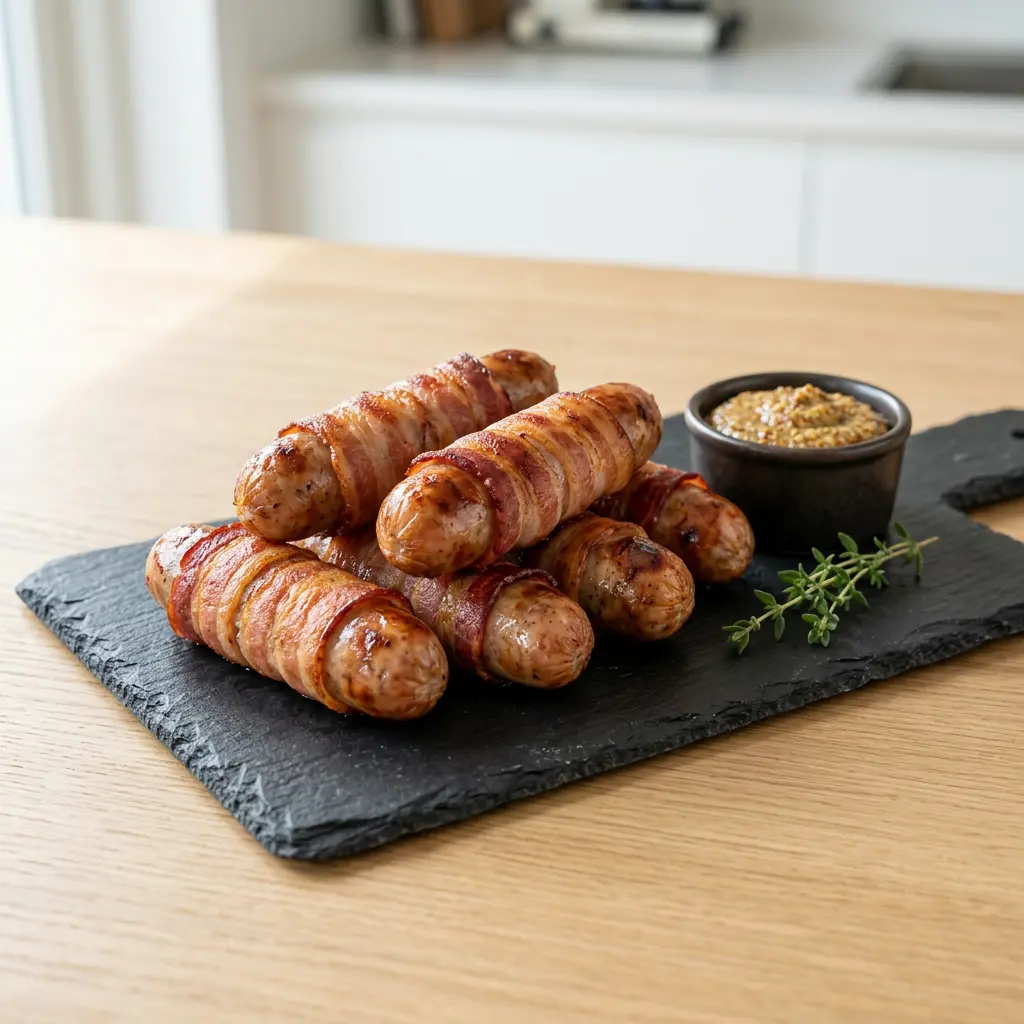 Fotografie hotového receptu Párky ve slanině z horkovzdušné fritézy z horkovzdušné fritézy
