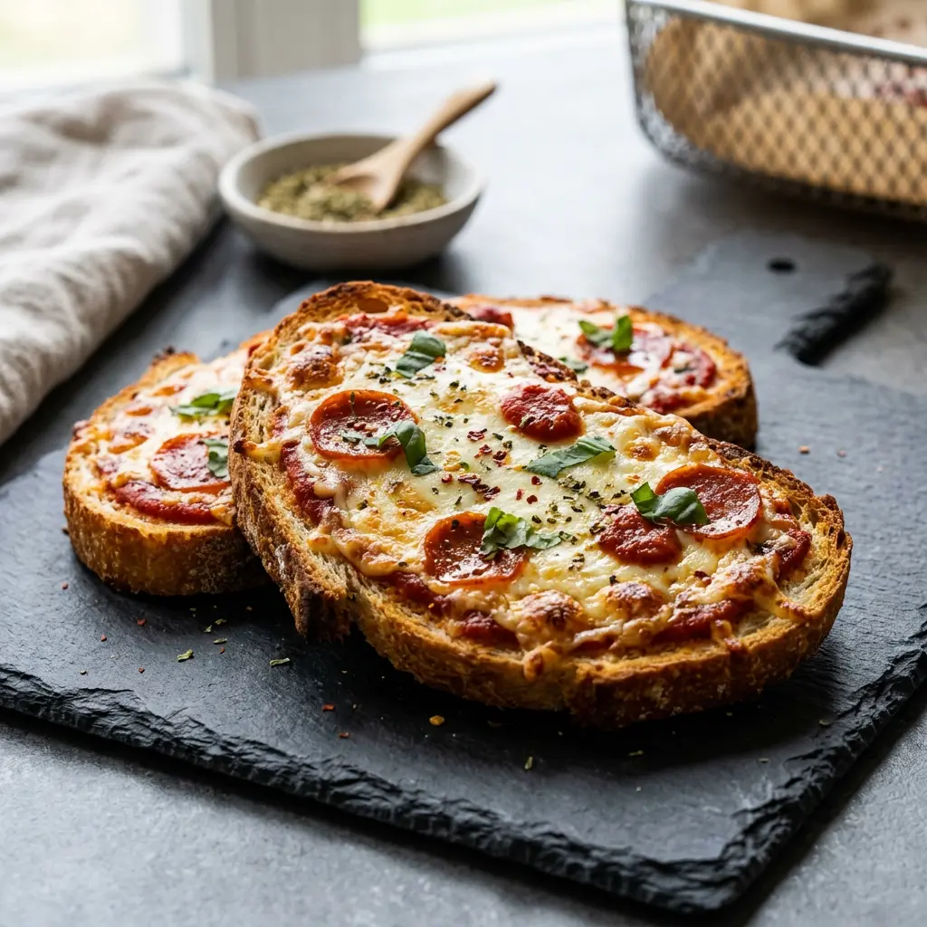 Fotografie hotového receptu Pizzový toast z horkovzdušné fritézy z horkovzdušné fritézy