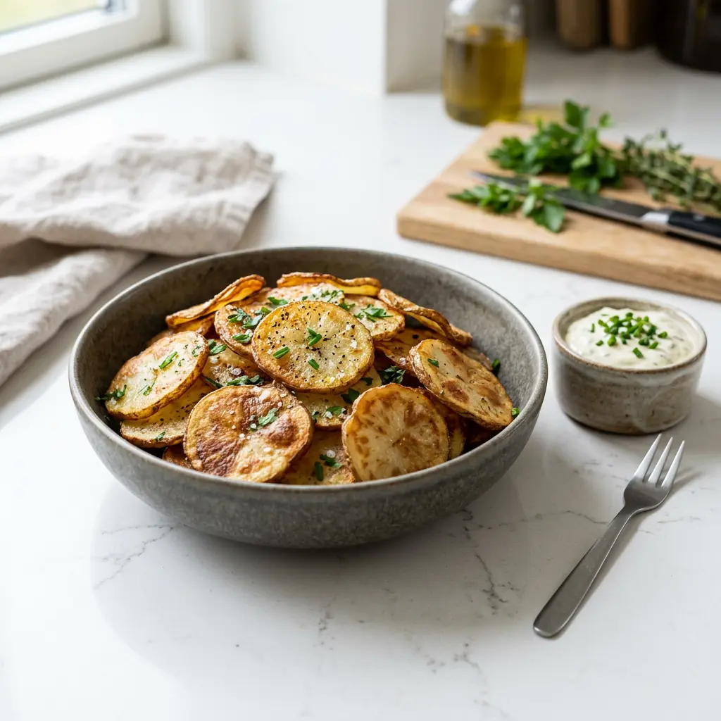Fotografie hotového receptu Plátky brambor z horkovzdušné fritézy z horkovzdušné fritézy