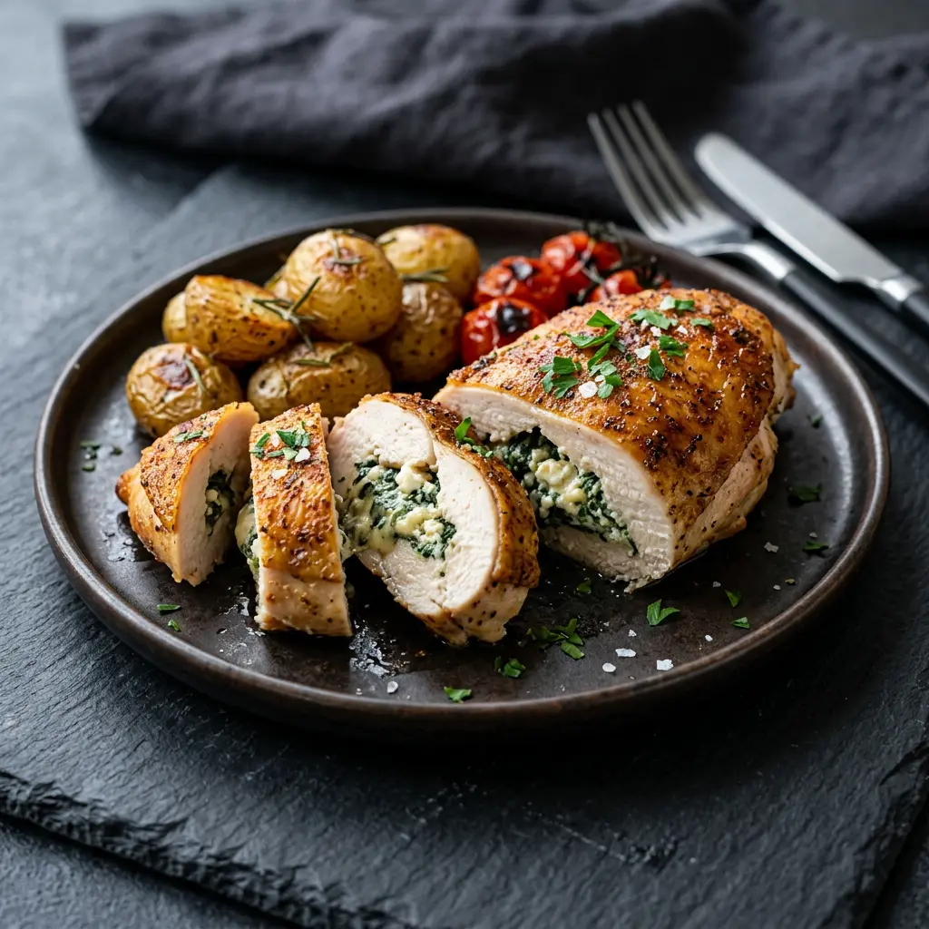 Fotografie hotového receptu Plněná kuřecí prsa z horkovzdušné fritézy z horkovzdušné fritézy