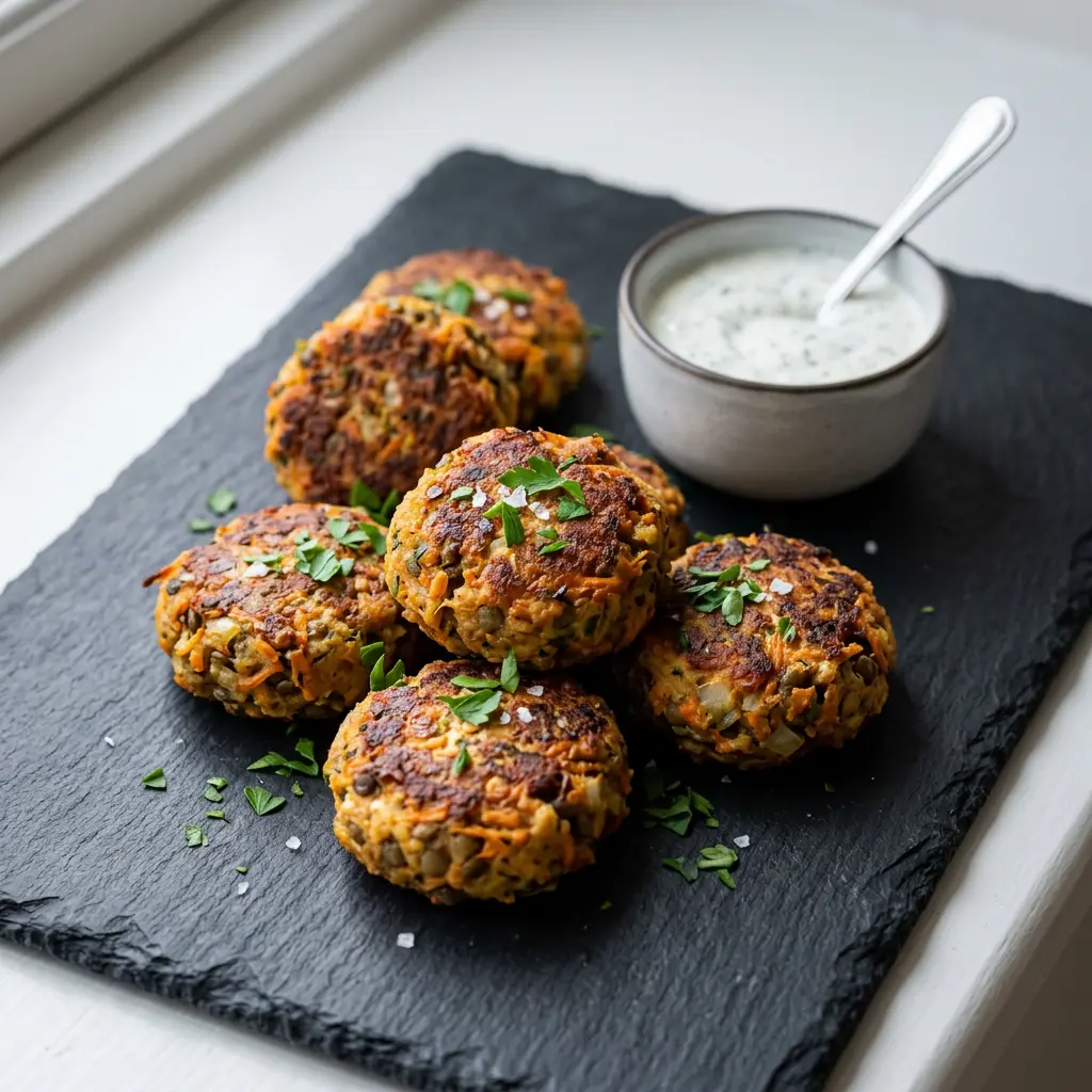 Fotografie hotového receptu Vegetariánské karbanátky z horkovzdušné fritézy z horkovzdušné fritézy